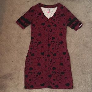 Red v-neck dress